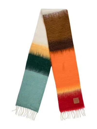Pre-owned Loewe Mohair Colorblock Pattern Scarf In Neutrals