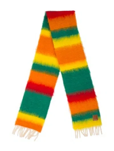 Pre-owned Loewe Mohair Colorblock Pattern Scarf In Orange