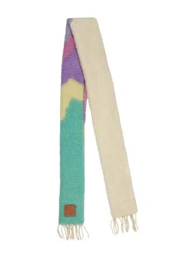 Pre-owned Loewe Mohair Colorblock Pattern Scarf In Purple