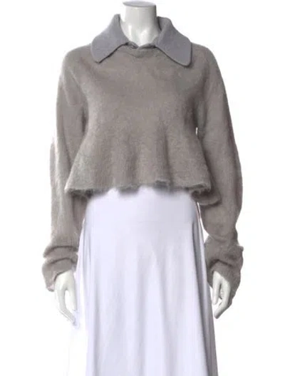 Pre-owned Loewe Mohair Cowl Neck Sweater In Gray