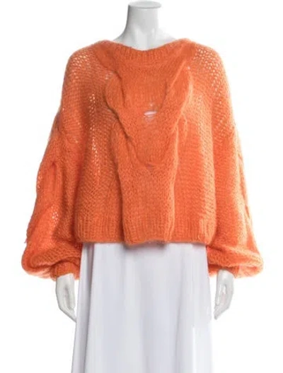 Pre-owned Loewe Mohair Crew Neck Sweater In Orange
