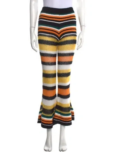 Pre-owned Loewe Mohair Flared Pants In Black/orange/white