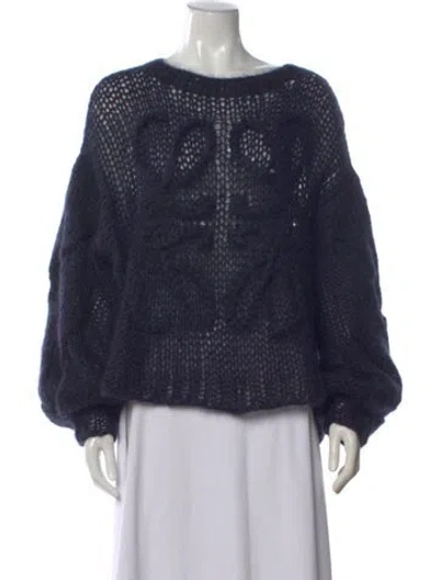 Pre-owned Loewe Mohair Graphic Print Sweater In Blue