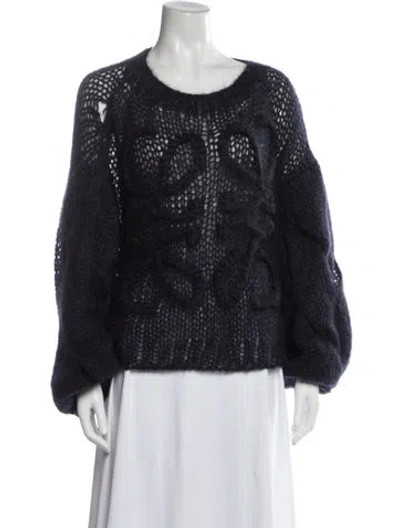 Pre-owned Loewe Mohair Graphic Print Sweater In Blue