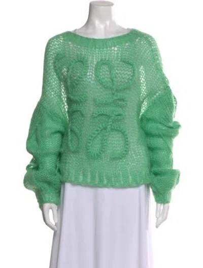 Pre-owned Loewe Mohair Graphic Print Sweater In Green