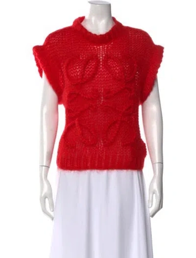 Pre-owned Loewe Mohair Graphic Print Sweater In Red