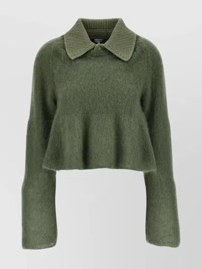 Loewe Mohair Polo Sweater In Green