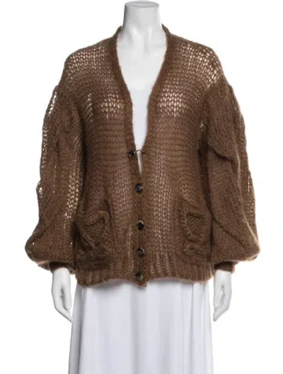 Pre-owned Loewe Mohair Open Front Sweater In Brown