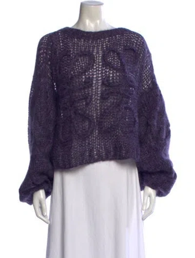 Pre-owned Loewe Mohair Patterned Sweater In Purple