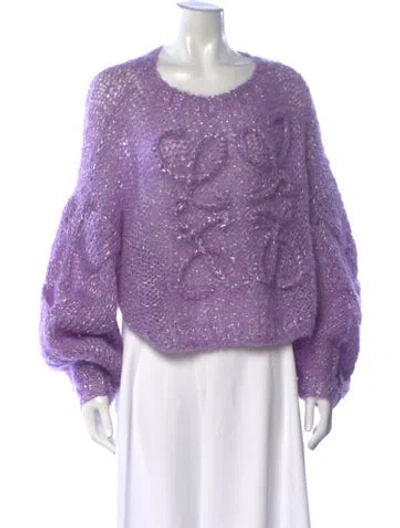 Pre-owned Loewe Mohair Patterned Sweater In Purple