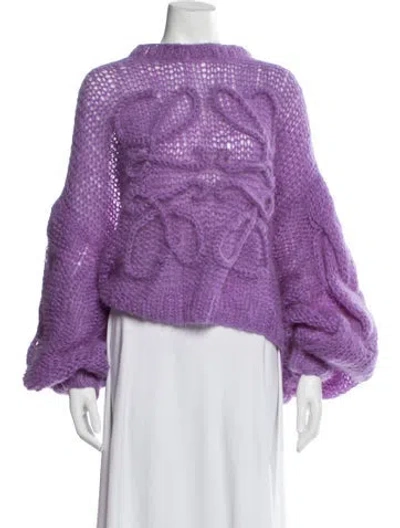 Pre-owned Loewe Mohair Patterned Sweater In Purple