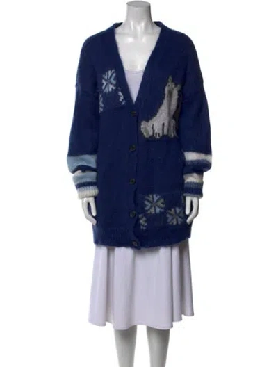 Pre-owned Loewe Mohair Printed Sweater In Blue