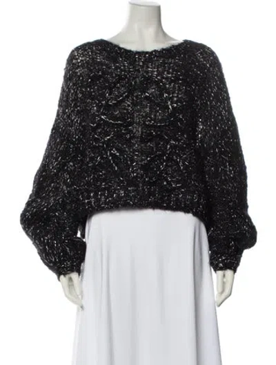 Pre-owned Loewe Mohair Scoop Neck Sweater In Black