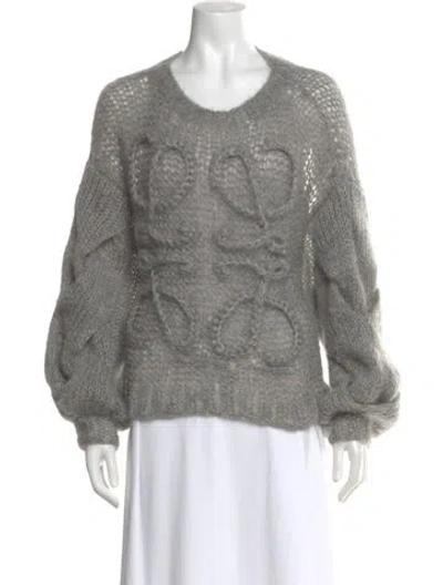 Pre-owned Loewe Mohair Scoop Neck Sweater In Gray
