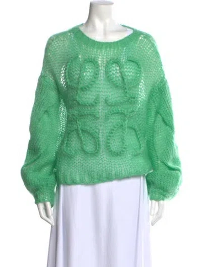 Pre-owned Loewe Mohair Scoop Neck Sweater In Green