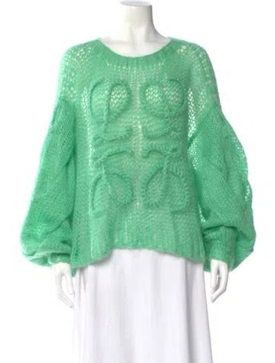 Pre-owned Loewe Mohair Scoop Neck Sweater In Green