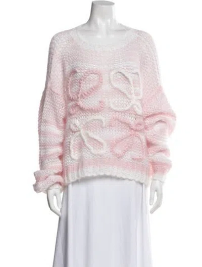 Pre-owned Loewe Mohair Scoop Neck Sweater In Pink