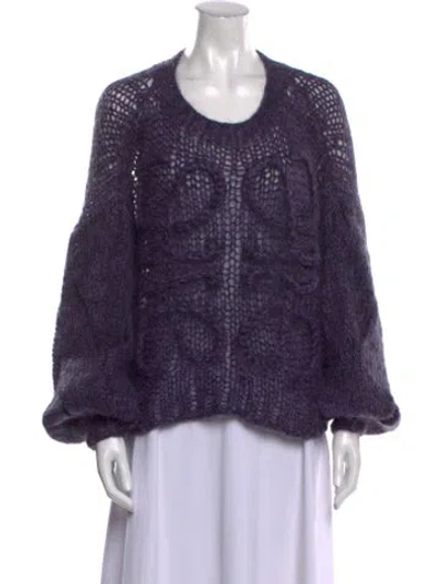 Pre-owned Loewe Mohair Scoop Neck Sweater In Purple