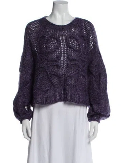 Pre-owned Loewe Mohair Scoop Neck Sweater In Purple