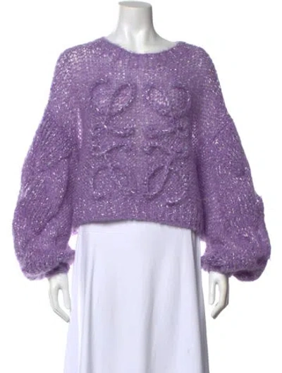 Pre-owned Loewe Mohair Scoop Neck Sweater In Purple