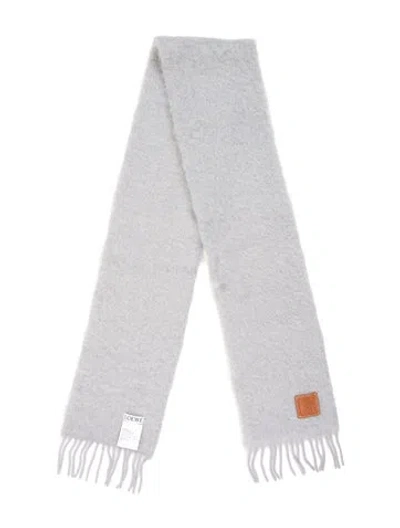Pre-owned Loewe Mohair Signature Logo Scarf W/ Tags In Gray