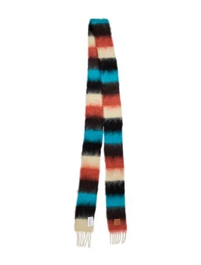Pre-owned Loewe Mohair Striped Scarf In Blue