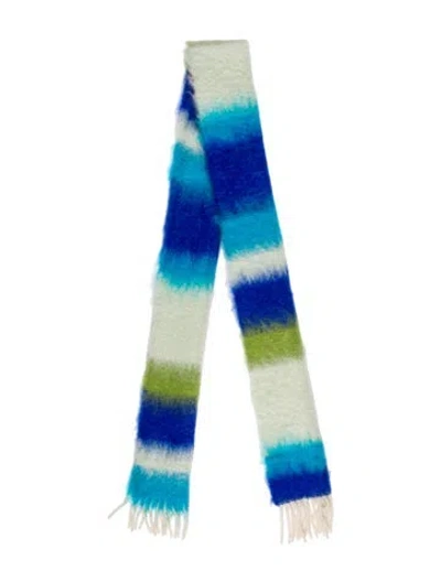 Pre-owned Loewe Mohair Striped Scarf In Blue