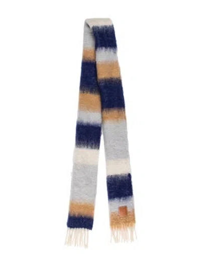 Pre-owned Loewe Mohair Striped Scarf In Blue