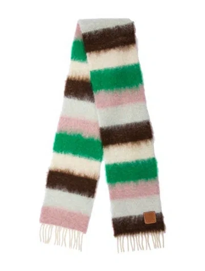 Pre-owned Loewe Mohair Striped Scarf In Green