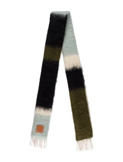 Pre-owned Loewe Mohair Striped Scarf In Green