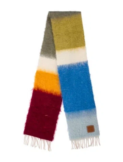 Pre-owned Loewe Mohair Striped Scarf In Neutral