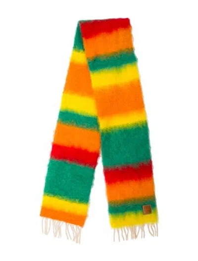 Pre-owned Loewe Mohair Striped Scarf In Orange