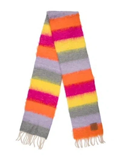 Pre-owned Loewe Mohair Striped Scarf In Pink