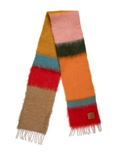 Pre-owned Loewe Mohair Striped Scarf In Pink/red