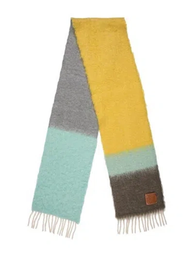 Pre-owned Loewe Mohair Striped Scarf W/ Tags In Gray