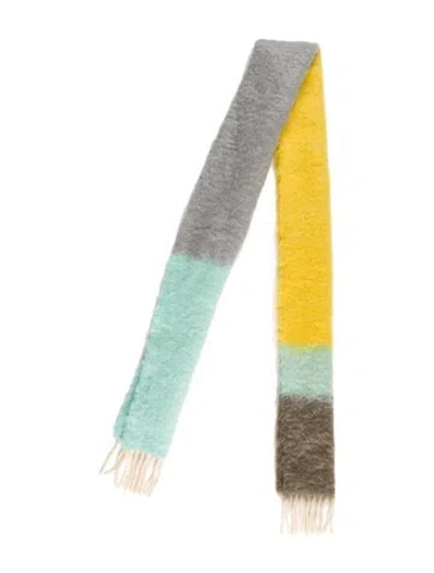 Pre-owned Loewe Mohair Striped Scarf In Yellow