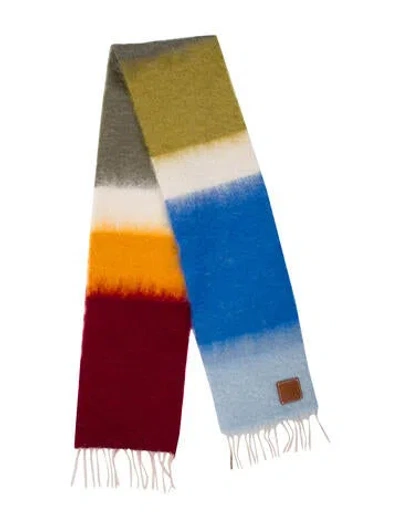 Pre-owned Loewe Mohair Striped Scarf In Yellow