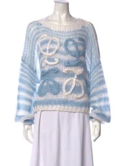Pre-owned Loewe Mohair Striped Sweater In Blue/white