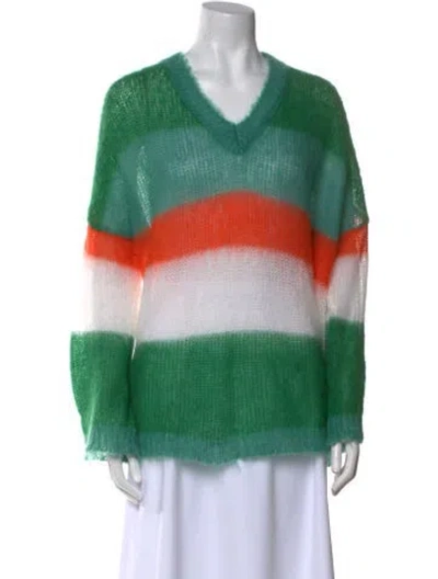Pre-owned Loewe Mohair Striped Sweater In Green