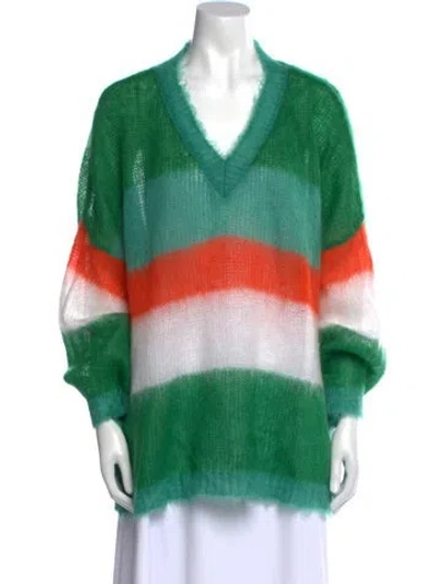 Pre-owned Loewe Mohair Striped Sweater In Green