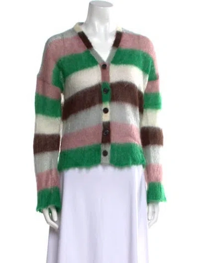 Pre-owned Loewe Mohair Striped Sweater In Green