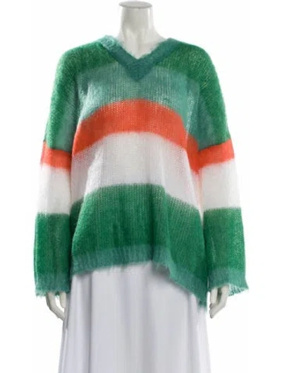 Pre-owned Loewe Mohair Striped Sweater In Green