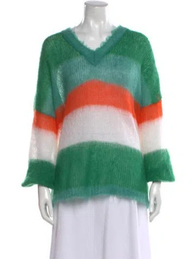 Pre-owned Loewe Mohair Striped Sweater In Green