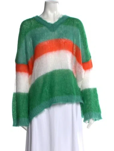 Pre-owned Loewe Mohair Striped Sweater In Green
