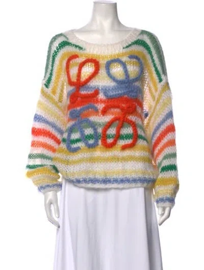Pre-owned Loewe Mohair Striped Sweater In Neutrals
