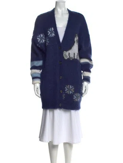 Pre-owned Loewe Mohair Striped Sweater W/ Tags In Blue