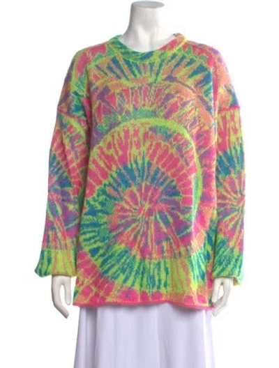 Pre-owned Loewe Mohair Tie-dye Print Sweater In Green