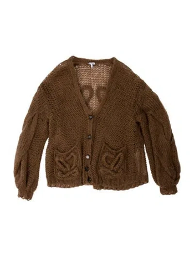 Pre-owned Loewe Mohair V-neck Sweater In Brown
