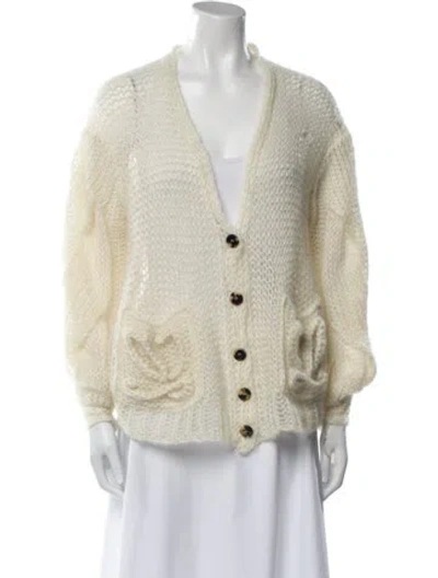Pre-owned Loewe Mohair V-neck Sweater In Neutral