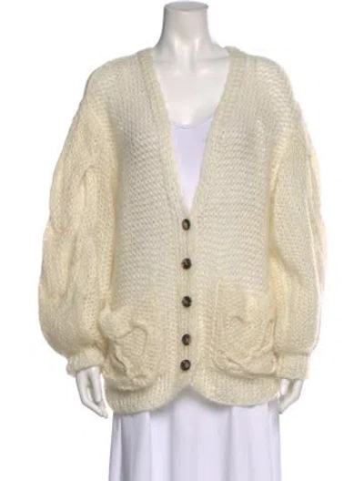Pre-owned Loewe Mohair V-neck Sweater W/ Tags In Neutral